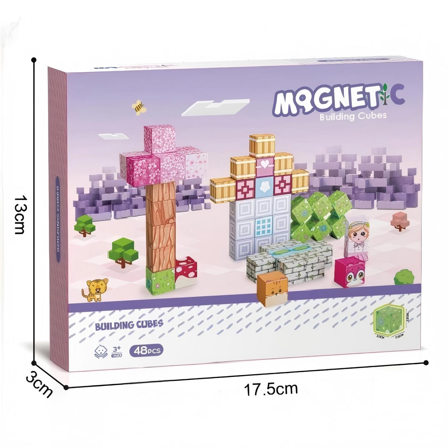 48pcs Pink Princess Magnetic Tiles Set| 2cm | STEM Toy - Image 2