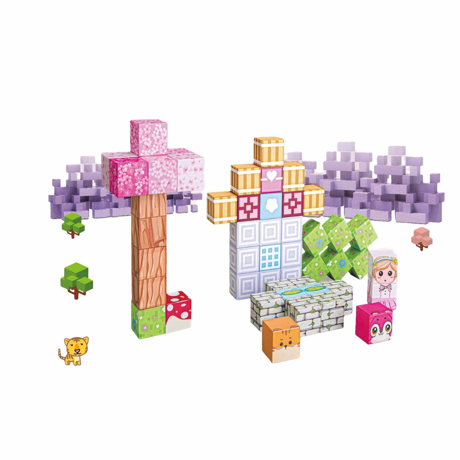 48pcs Pink Princess Magnetic Tiles Set| 2cm | STEM Toy - Image 4