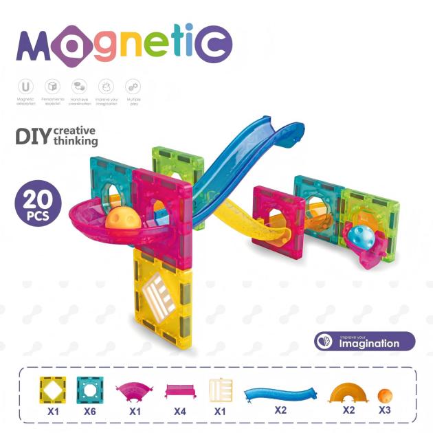 20pcs Marble Run Magnetic Tiles Set | 5.5cm | STEM Physics Learning Toy