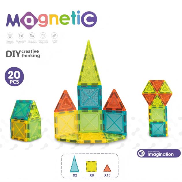 20pcs Magnetic Tiles Starter Set | 5.5cm | STEM Building Toy for Kids