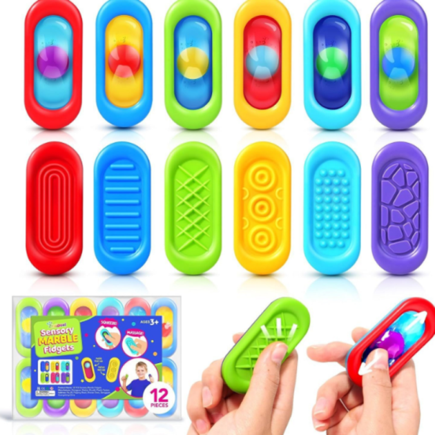 EDC Sensory Marble Fidget Toys with Squishy Worry Stones | Quiet Desk Fidgets | Impluse Toy