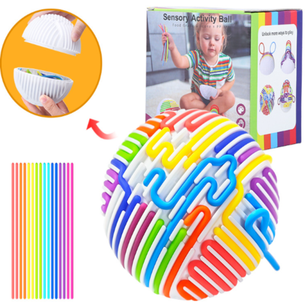 360°Tactile Textured Ball with 16 Strings Stress Relief Toys | Sensory Fidget Toy | Impluse Toy