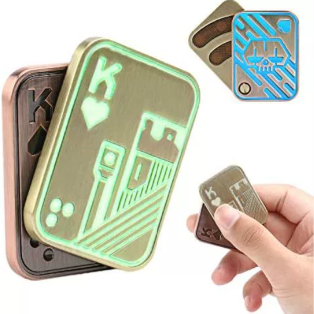 Glow in the Dark | EDC Metal Fidget Slider Toy | Magnetic Poker Push Card | Quiet Desk Fidgets | Impluse Toy