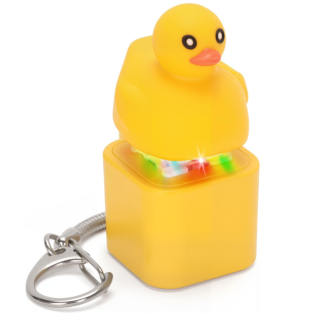 Electronic Sensory Keychain | Duck Design | with Sound & LED Light | Impulse & Stress Relief Toy